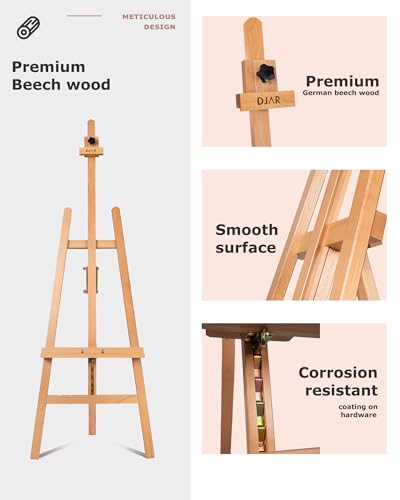 DJAR Adjustable Wooden Painting Art Easel Stand for Artists, Natural