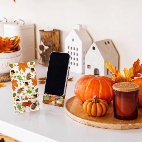 Saillong 6 Pcs Fall Pumpkins Diamond Art Painting Phone Stand Holder - style: Fall