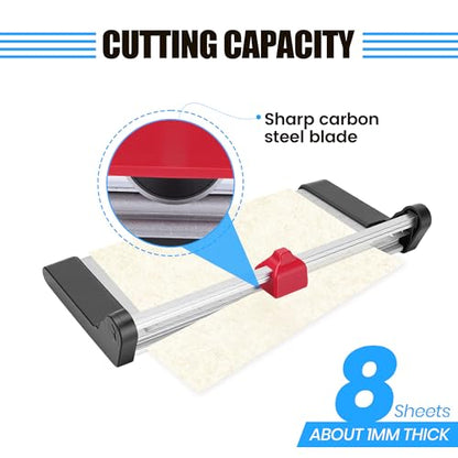 Rotary Paper Trimmer with 8-Sheet Capacity, Stainless Steel, 12" Cut Length