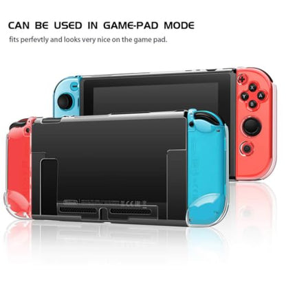 Dockable Clear Case for Nintendo Switch, VANJUNN 3 in 1 Protective Case Cover for Nintendo Switch and JoyCon Controller with Clear Grip Cover Shock-Absorption(Crystal Clear,NOT for Switch OLED)