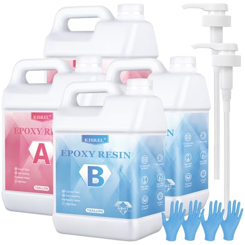 KISREL 4 Gallon Epoxy Resin Kit, No Yellowing Crystal Clear Resin for Art - size: 4 Gallon