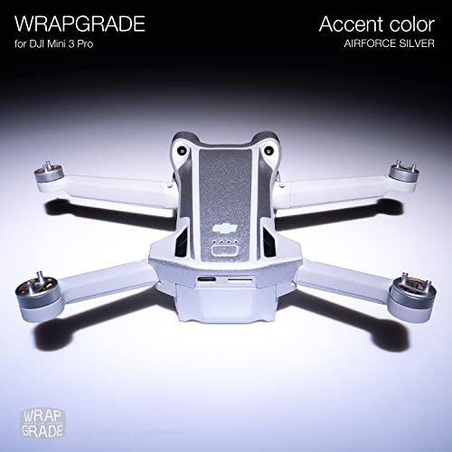 WRAPGRADE Skin Stickers Compatible with DJI Mini 3 Pro | Accent Color (Airforce Silver) - color: Airforce Silver