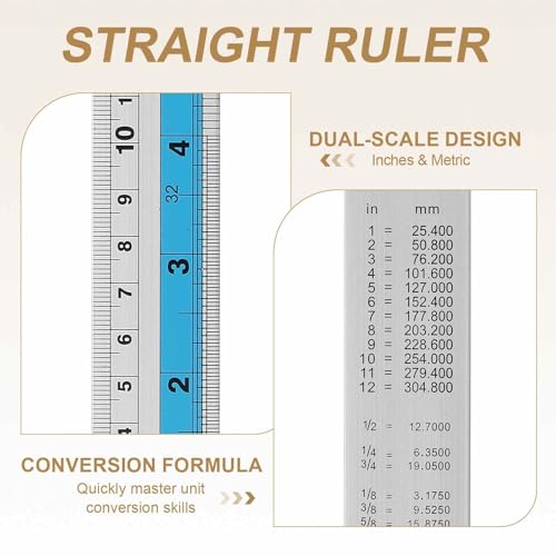 HARFINGTON 2pcs Metal Straight Ruler 15cm Metric SAE Aluminum Alloy Measuring Rulers Scale Tools with Hole for Measure Study Reading Classroom Office, Blue - color: Blue, size: 15cm