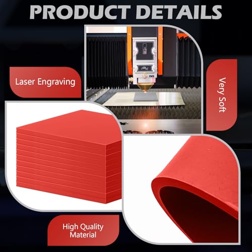 Maitys 24 Pcs Rubber Stamp Sheets for Laser Engraving Machine, Red - color: Red