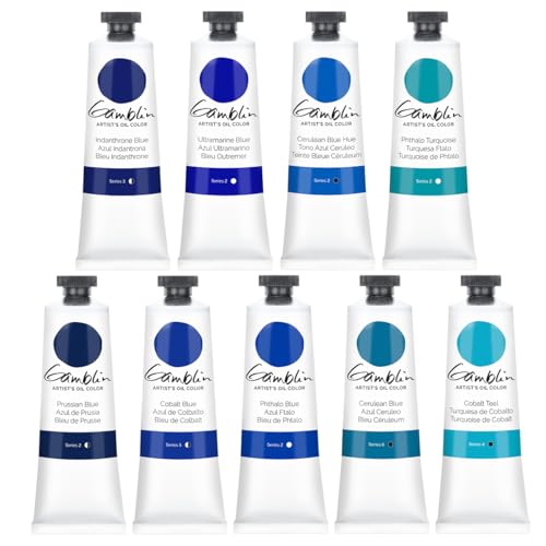 Gamblin Artist Oil Paint Set For Professionals - BLUE SET - 37ml Tubes - color: Blue