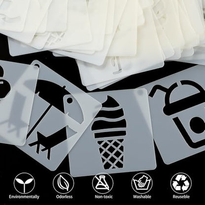 100 Pcs Small Stencils for Painting on Wood 2 x 2 Inches(Summer) - color: Summer