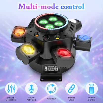 Moving Head DJ Lights, 150W 6-Arm RGBW Stage Lights, DMX-512