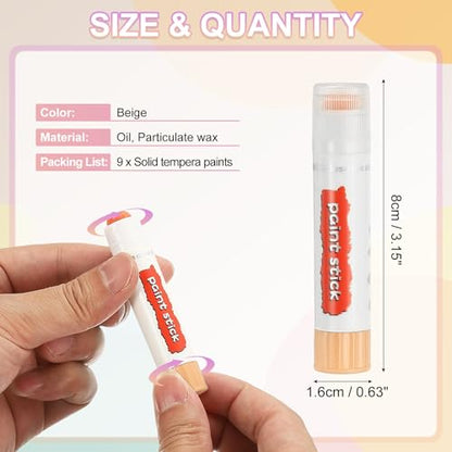 PATIKIL Solid Tempera Paints, 9 Pcs Washable Quick Drying Paint Sticks Paint Pens for Artists Beginners Art Supplies, Beige - color: Beige