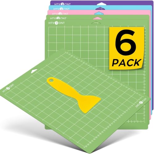 HTVRONT Cutting Mats 12"x12", 6 Pcs, Compatible with Cricut Maker/Explore - color: Green, Purple, Pink, Blue, size: 12*12 in