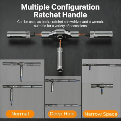 42 in 1 Magnetic Ratchet Screwdriver Set With T-Handle, Grey - color: Grey, size: 42 In 1