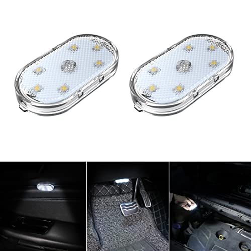 2 PCS Car Led Lights Interior,White Ambient Lighting Car Interior,USB Rechargeable Car Interior Reading Light,Portable Led Lights for Car - color: 2PCS White Lights