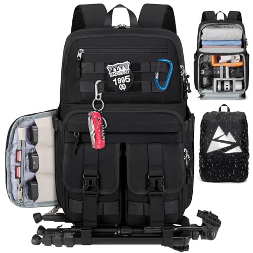 RAINSMORE Camera Backpack, DSLR/SLR/Mirrorless Camera Bag for Photographers - color: Black
