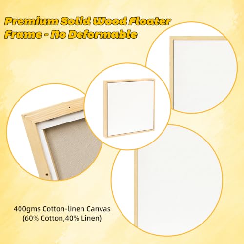 3 Pack Floater Frame Canvas with 8x8,10x10,12x12inch Triple Primed Canvas - size: 3pk-3Size Canvas