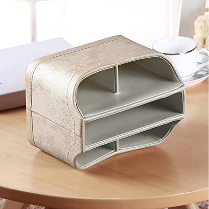 PU Leather 360° Rotatable Remote Control Holder,Nightstand TV Remote Caddy - color: 1 A Embroidery Flower