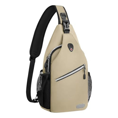 MOSISO Small Sling Bag for Men, Crossbody Shoulder Chest Daypack Bag - color: Beige