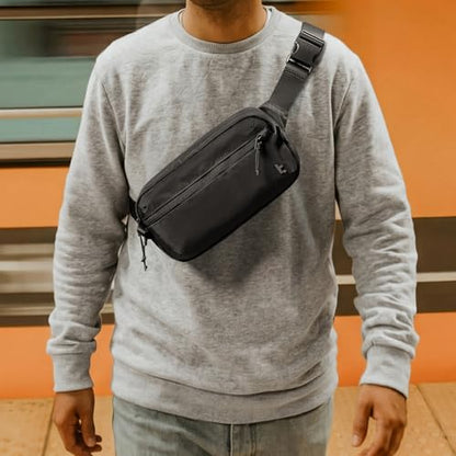 tomtoc 3.5L Sling Bag with RFID Blocking Crossbody Chest Pack for Men Women - color: Black, size: 3.5L