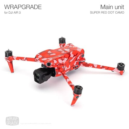 WRAPGRADE Skin Stickers Compatible with DJI Air 3 | Full Wrap (Super Red Dot Camo) - color: Super Red Dot Camo