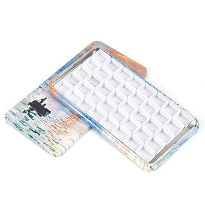 qianshan 40Pcs Empty Half Pans Watercolor Tin Palette with Magnetic Stripe - color: Sunrise