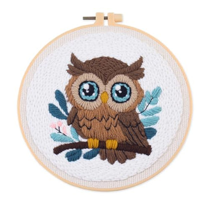 Myfelicity Adorable Owl Punch Needle Kit – Beginner-Friendly DIY Craft Set with Wool, Needle, Pattern, and Tools – Fun Felted Animal Project for Creative Hobbyists - color: owl