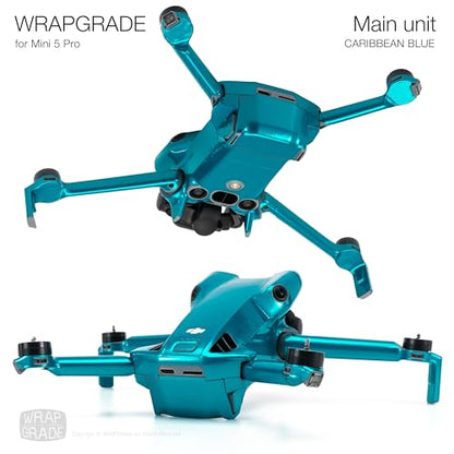 WRAPGRADE Skin Stickers Compatible with DJI Mini 5 Pro (Caribbean Blue) - color: Caribbean Blue