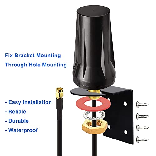 Bingfu 4G LTE Cellular 5dBi SMA Antenna Replacement for Trail Camera Router - color: with Low Loss Extension Cable