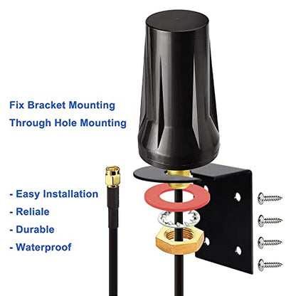 Bingfu 4G LTE Cellular 5dBi SMA Antenna Replacement for Trail Camera Router - color: with Low Loss Extension Cable