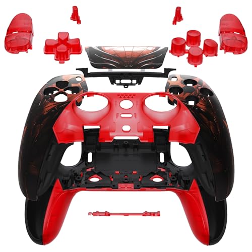 eXtremeRate Full Set Shell with Buttons Touchpad Cover Compatible with p s 5 Edge Controller, Spider Armor Replacement Decorative Trim Shell Front Back Plates Compatible with p s 5 Edge Controller - color: Spider Armor