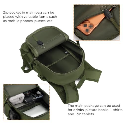 ArcEnCiel 10L/20L Mini X-Small Tactical Backpack MOLLE Daypack Gear Pack Camping Bag with Patch - color: Green, size: 20L