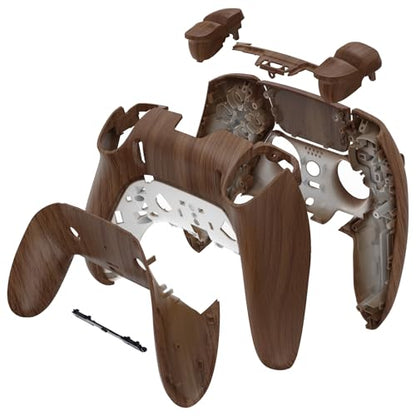 eXtremeRate Full Set Shell with Buttons Touchpad Cover Compatible with p s 5 Edge Controller, Wood Grain Replacement Decorative Trim Shell Front Back Plates Compatible with p-s-5 Edge Controller - color: Wood Grain