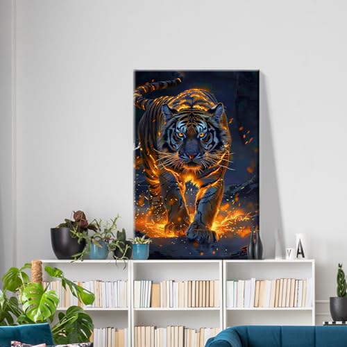 ATDMS Tiger Paint by Numbers Kit for Adults with Frame, 8x12 Inch - color: Tiger 51