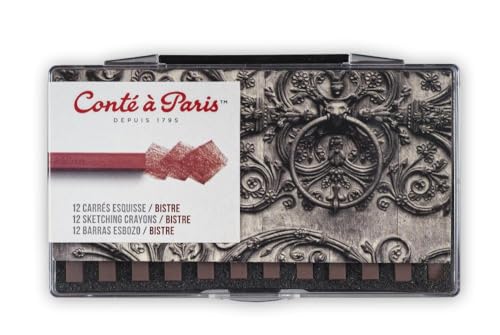 Conté à Paris 12 Count Sketching Crayons Set, Bistre - style: 12 Count - Bistre