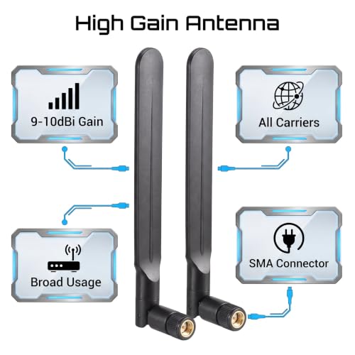 2x10dBi 4G LTE Antenna SMA Male for Spypoint Flex-S/Flex-M/Flex-Plus/G-36/LM2 Trail Camera, Wireless CPE Router, Hotspot, Cellular Gateway, Industrial IoT Router, Security Camera Verizon AT&T T-Mobile - style: SMA-Male（Inner Pin)