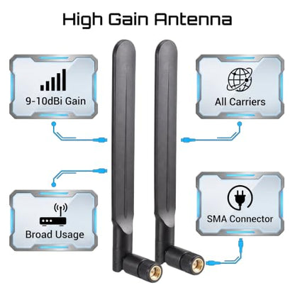 2x10dBi 4G LTE Antenna SMA Male for Spypoint Flex-S/Flex-M/Flex-Plus/G-36/LM2 Trail Camera, Wireless CPE Router, Hotspot, Cellular Gateway, Industrial IoT Router, Security Camera Verizon AT&T T-Mobile - style: SMA-Male（Inner Pin)