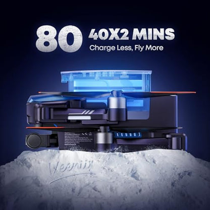 Veeniix V11PRO RC2 Drone for Adults 3-Axis Gimbal 8K Camera Screen Remote - color: Blue and White