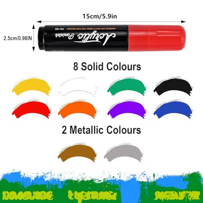 Goldge 10 Vibrant Color Acrylic Paint Markers Set, Art Pens