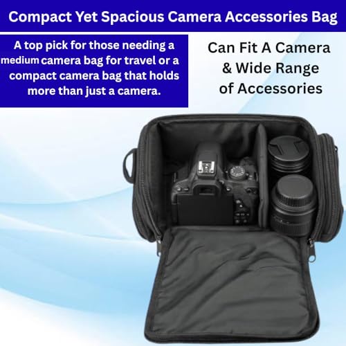 eCostConnection Medium Camera Bag Case – Soft Padded Camera Equipment Bag for DSLR & Mirrorless Cameras, Fits Nikon Canon Sony, Protective Shoulder Carry Bag - size: Medium