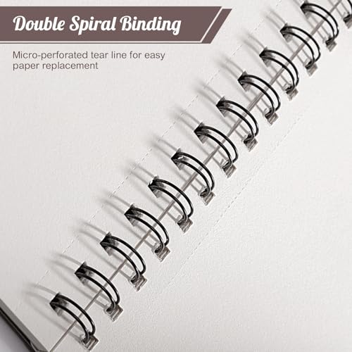 2 Pack Sketch Book 8.5 × 11 in, Spiral Sketch Pad, 50 Sheets Each - color: Reddish brown, size: 8.5 x 11inch(2 Pack)