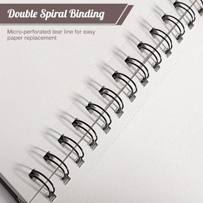 2 Pack Sketch Book 8.5 × 11 in, Spiral Sketch Pad, 50 Sheets Each - color: Reddish brown, size: 8.5 x 11inch(2 Pack)