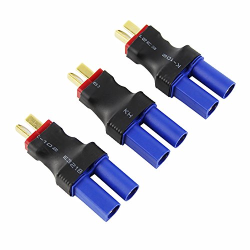 3pcs Male T-Plug to Female EC5 Losi Connector Adapter Brushless Lipo 1/8 1:8(Pack of 3)
