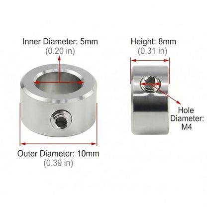 2PACK 304 Stainless Steel Shaft Collars 10mm Bore with Screws for 3D Printer - size: 10mm