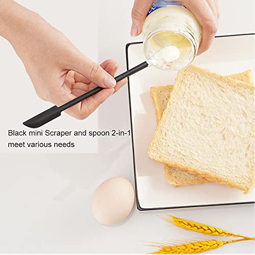 Mini Silicone Spatula Set Stretchable Makeup Spatulas Small Scooper and Spoon 2-in-1Tiny Spatula for Kitchen Bottle Beauty Jar, Adjustable Size and Reusable, 3Pcs