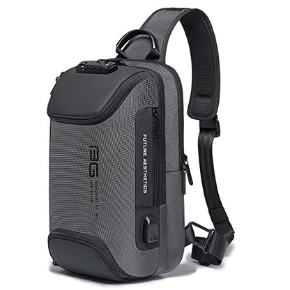BANGE Men's Sling Backpack - Waterproof Crossbody Bag, Multi-Purpose Shoulder Bag - color: Grey