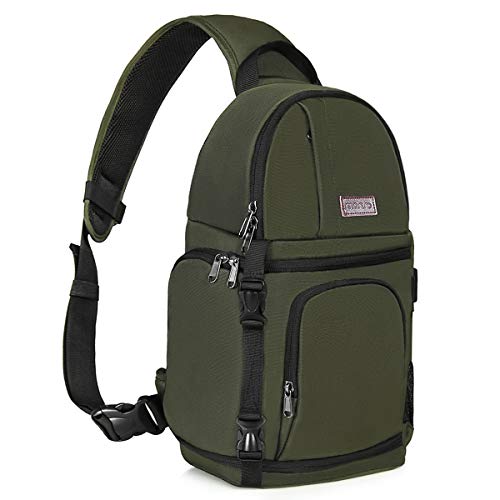 MOSISO Camera Sling Bag, Photography Shoulder Bag Compact Camera Backpack - color: Army Green
