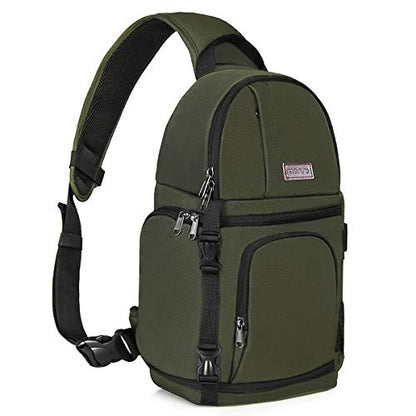 MOSISO Camera Sling Bag, Photography Shoulder Bag Compact Camera Backpack - color: Army Green