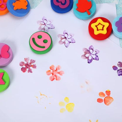 Outus 24 Pcs EVA Paint Stamps for Kids Paint Sponges Stamps for Crafting