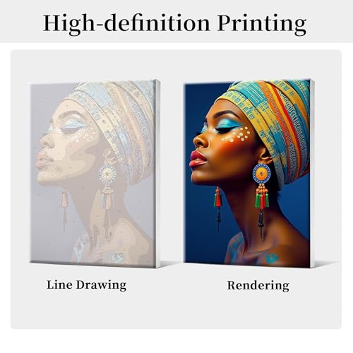 HeeBenor Framed Paint by Numbers Kit for Adults, Black Women, 8x12 Inch - color: Black Women 044