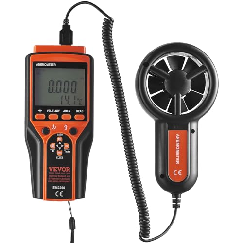 VEVOR Split Handheld Anemometer, 14-140, Digital Wind Speed CFM Meter Gauge with LED Backlight Screen, Measures Wind Velocity Temperature Air Flow, for Sailing Surfing Flying HVAC