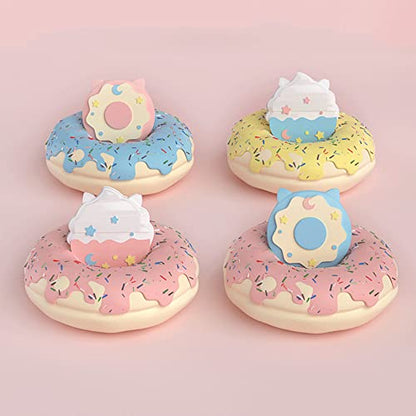 PERFECTSIGHT Cute Switch Thumb Grip Caps Compatible with Nintendo Switch OLED/Lite Console, Kawaii Soft Silicone Analog Stick Button Cover for Ns Joycon Controller, 4PCS Joystick Cap, Donut & Cupcake - color: Blue + Pink