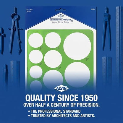 ALVIN, TD1201, Large Circles Guide Template, Drawing and Drafting Tool for Artists, Architects, Design and Drafting, 1.5" to 3.5" Scale - style: Large Circle Template