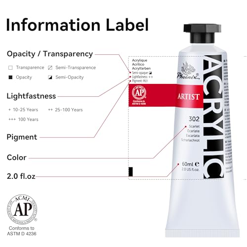 PHOENIX Heavy Body Acrylic Paint - 2 Oz. x 36 Tubes - color: 36 x 2 Fl Oz